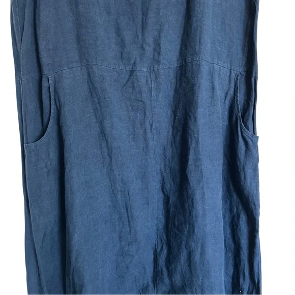 bryn WALKER linen Atticus jumper romper dress Navy Large